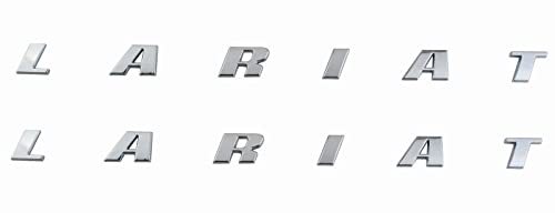 Image of 2Pc Lariat Side Fender Emblems Letter Lariat Badge Nameplate 3D Logo Fit for 150 250 350 Truck Pickup (Chrome)