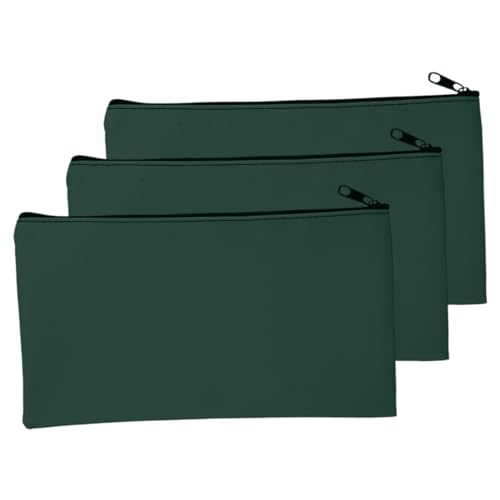 SECFOU 3Pcs PU Zipper Money Bags Multi Function Cash Pouches for Documents Receipts Stylish and Money Storage Bags