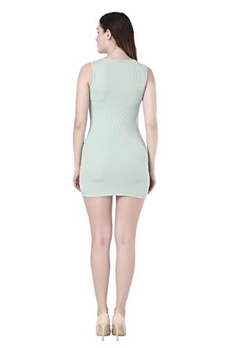 Image of FF Women's Bodycon Short Dress | Sleeveless Round Neck Mini Dress | Women Casual Dresses for Summer