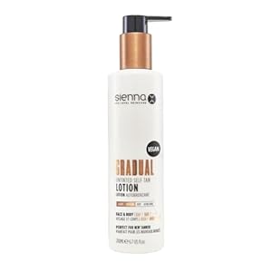 Sienna X Untinted Gradual Self Tan Lotion 200ml. For A Natural, Glowing, Streak Free. Vegan Moisturiser With Anti-Cellulite Formula. Quick Drying And Non Sticky Tan with Coconut Scent.