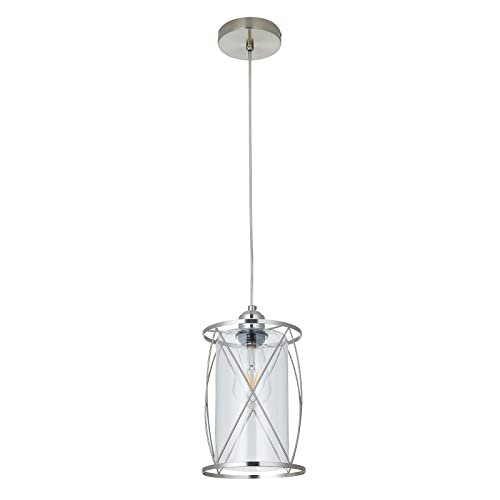 Shengqingtop Modern Brushed Nickel Pendant Light With Clear Glass Mini Cylinder Pendant Lighting Fixture For Kitchen Island Sink Counter Farmhouse #TOP2