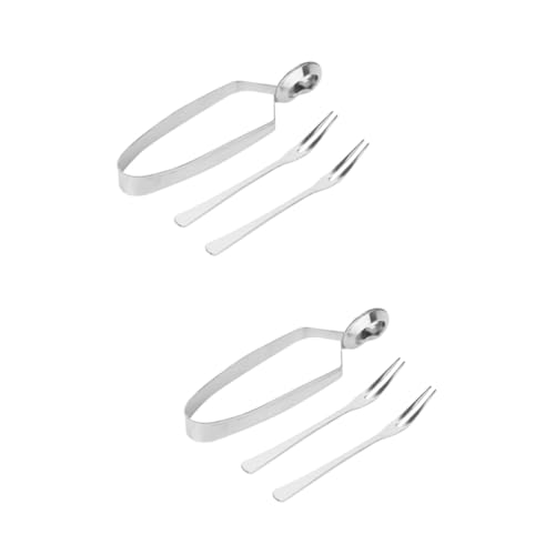 Cabilock Lot de 2 Pinces à Aliments - Pinces à Escargots - Acier Inoxydable - Poignée Confortable - Utilisation à Une Main - 3 Pièces
