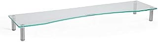 VonHaus - XL Glass Monitor Stand for Desks - Height Adjustable Screen Riser - Large Dual Monitor & TV Riser  Wide Clear Glass with Aluminium Legs - for Home or Office - 100 x 26cm - 20kg Capacity