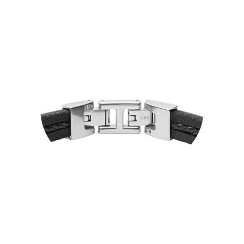 Fossil Armband Für Männer Vintage Casual, Länge: 180mm - 195mm Schwarzes Lederarmband, JF03686040 – Ansicht 3