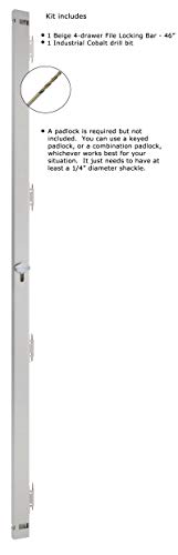 File Cabinet Locking Bar With Drill Bit - Beige - 46" Long - For Use On A 4 Drawer File Cabinet #TOP2