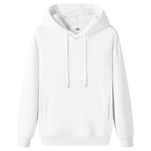 JEsilunmaMY Men's Casual Cotton Hoodies Fall Long Sleeve Crewneck Pullover Sweatshirt Solid Color Loose Sport Jumper Tops