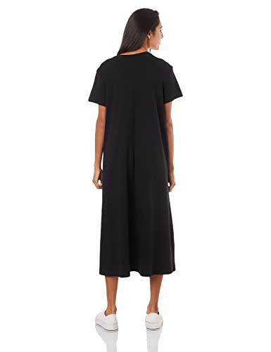 Vestido Básico Midi Manga Curta Preto M