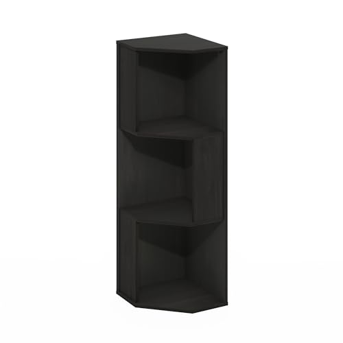 Image of Furinno ECON Corner Shelf, 3-Tier Corner Book Shelf, Standing Storage Shelves, Cube Display Rack, Bookshelf, for Organization and Storage, Living Room, Home Office, Espresso