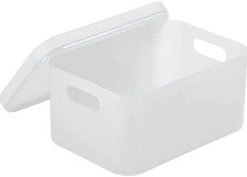 Simple Plastic Transparent Dust-Proof Storage Box, White, Set of 4, Multi-Functional with Cover Can Be Stacked Storage, Suitable for Home Desktop Organization, Save Space, Easy to Take image 3