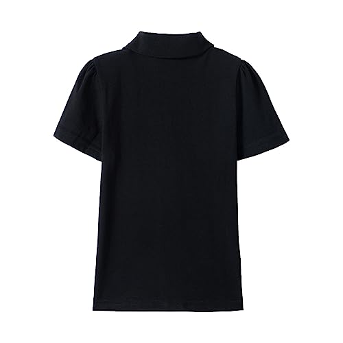 Image of Mud Kingdom Girls Short Sleeve Ruffle Pique Polo Uniform Top Stretch Lightweight