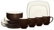 Colorwave Square 16 Piece Dinnerware Set Color: Chocolate