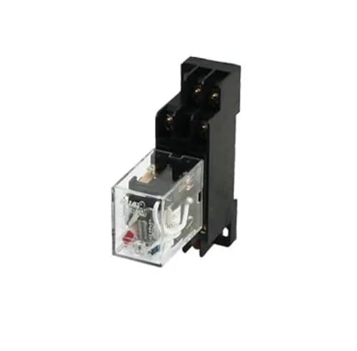 Relé de potencia AC 380V DPDT de 8 pines con soporte para carril DIN 35mm y contactos 2NO 2NC