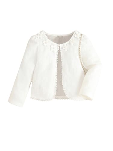 Floerns Toddler Girl's Flower Long Sleeve Cardigan Sweater Bolero Shrug Kids Knitwear Jacket