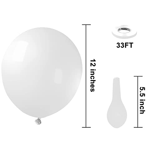 Image of KBZVNAF White Balloons Latex Party Balloons - 50 Pack 12 inch Helium Matte White Balloons for Wedding Graduation Baby Shower Birthday Anniversary Party Decorations