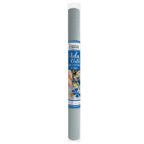 Image of Essentials By Leisure Arts Aida Cloth, 16 Count, Light Gray, Cross Stitch Fabric, Embroidery Fabric, Cross Stitch Supplies for Crafting, Stitching, and Sewing Projects 15X18