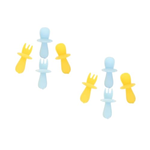 ifundom 2sets Tableware Soft Spoons Forks for Self Feeding Safe Portable Utensils for Feeding Canned Food Fruit More 2pcs*2