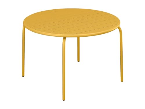 Vente unique Mesa de jardÌn Redonda D.130 cm de Metal   Amarillo Mostaza   MIRMANDE de MYLIA