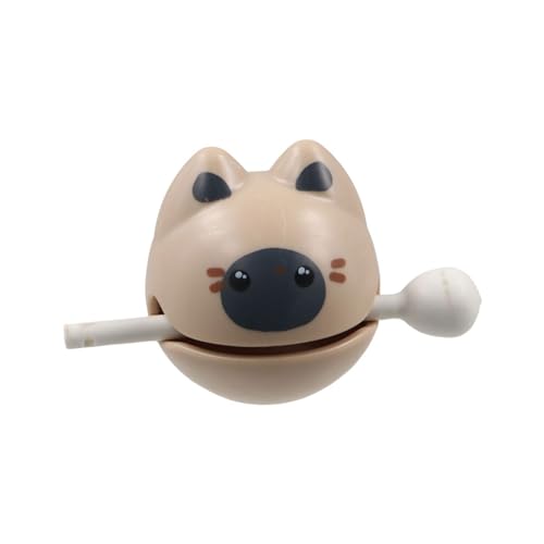 GUEDKIKL 1 Set Desktop Ornament, Small Cute Wooden Fish Cat Pattern Carving Decoration for Home Office Mini Preschool Percussion Instrument