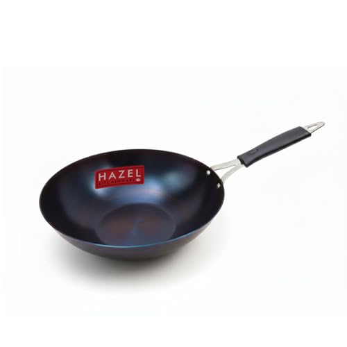 Image of HAZEL 24.7 cm Lokhand Iron Wok | 2.45 Litre Traditional Iron Kadai | Heavy Duty Deep Griddle for Stir-Fry and Indian Cooking | Gas Stove Compatible