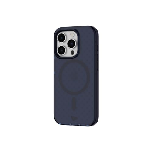 Image of Tech21 Evo Check case for iPhone 15 Pro - Compatible with MagSafe - Impact Protection Case - Midnight Blue