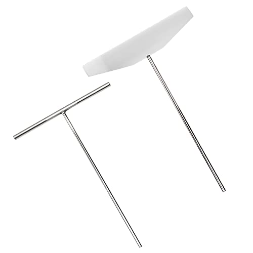 Lilithye Crepe Spreader and Spatula Kit Stainless Steel Crepe Batter Spreader Tool Metal 7 Inch T Shape Crepe Maker 2Pcs/Set (Large)