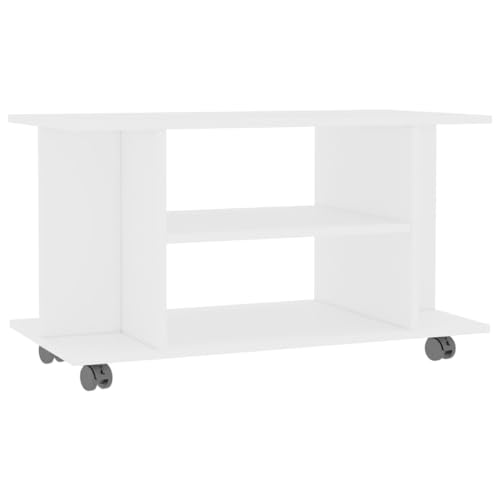 vidaXL TV Schrank mit Rollen Lowboard Fernsehtisch TV Möbel Board Tisch Fernsehschrank Sideboard HiFi-Schrank Weiß 80x40x40cm Holzwerkstoff