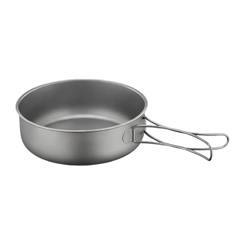 Sartén de titanio para camping, olla de utensilios de cocina, sartén ligera para exteriores, acabado mate de titanio puro, mango plegable, 400 ml, 700 ml, 1200 ml, para senderismo, viajes