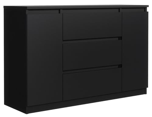 MebLocker Cómoda con 3 cajones, 2 puertas de armario de 140 cm, ideal para salón, dormitorio, habitación infantil y oficina, solución moderna y elegante para almacenamiento y organización con estilo