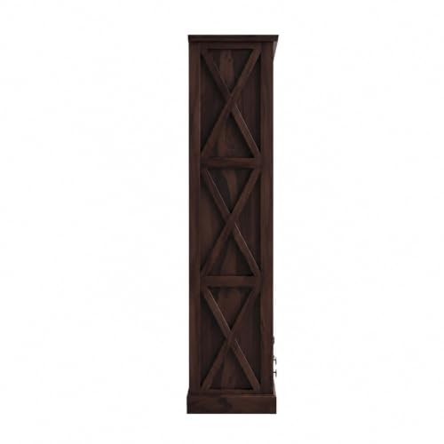 Image of SONA Art & Crafts X-Cross Sheesham Wood Bookshelf for Home & Library | Multipurpose Open Book Shelf Wooden | Storage Cabinet for Living Room | Display Unit Book Stand for Office | Walnut Finish