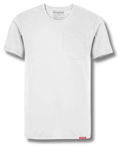 Image of Kingsted Pocket T-Shirts for Men - Super Soft & Comfy 100% Cotton Shirts | Short-Sleeve Crewneck Pocket Tee Shirts - Classic Regular Fit Work Shirt - Built to Last Midweight Cotton T-Shirts for Men