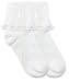 Jefferies Socks Girls First Communion Lace Trim with Cross Turn Cuff Socks 1 Pair Pack (M - USA Shoe 12-6 - 5-10 Years, White)