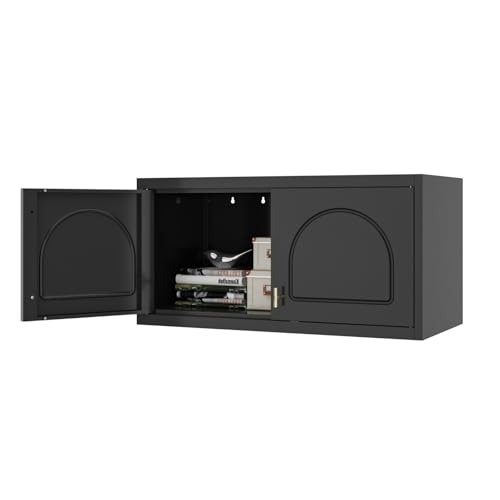 SteeLoong Wall Storage Cabinet,Metal Bathroom Wall Mounted Cabinet,15 Inch Black