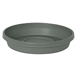 Bloem Terra Resin Saucer Tray: 15' Bottom Width - Basil Green - Matte, Durable, Ribbed Bottom, Indoor and Outdoor, Fits 20' Terra Pots