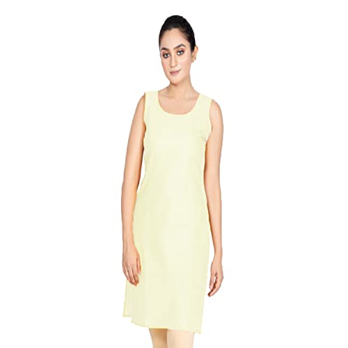 Image of Women's Cotton Long Camisole for Kurti /Suit Slip /Long Inner /Samij for Women Sameej /Knee Length Inner Wear /Sameez /Kurti Slip /Round Neck /Invisible