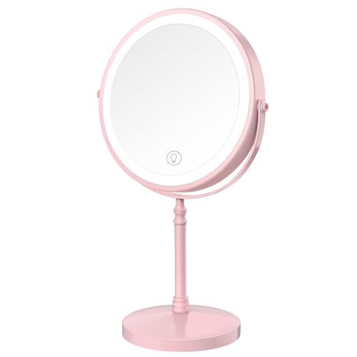 Image of DEIOVWXS Makeup Mirror, Rechargeable Vanity Mirror with 3 Lights, 1X /10X