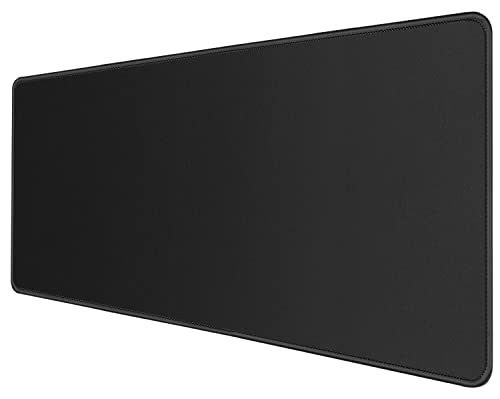 JIKIOU Grand tapis de souris de jeu avec bords cousus, 800x300x3 mm étendu avec tissu texturé de qualité supérieure, base antidérapante en caoutchouc, tapis de souris pour jeux, bureau et maison,Noir