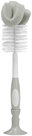 Dr. Brown's Baby Bottle Cleaning Brush with Sponge, Scrubber and Nipple Cleaner, Grey 1 Pack