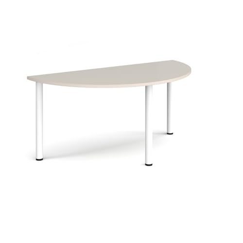 Image of Mr Office Semi circular radial leg meeting table - white legs, Light Grey