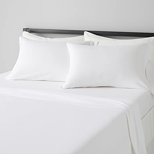 Amazon Basics Cotton Jersey Blend Bed Sheet Set - Queen, White #TOP5