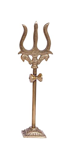 A & S VENTURES Brass Damru Trishul on Stand Show Piece Decoration Items with Black Polyresin Small Size Nandi Ji Maharaj Bull Statue Idol Murti for Home Shivling Puja Pooja Vastu Car Dashboard. - Image 7