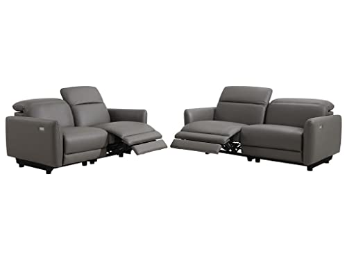Preisvergleich Produktbild Relaxgarnitur elektrisch 3+2 CLEOPHEE - Leder - Taupe