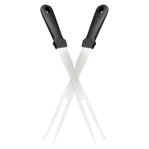 NULYLU 2pcs Barbecue Fork Metal Stick Serving Forks Roasting Sticks for Campfire Meat Forks for Marshmallow Sticks Rotating Roasting Sticks Cooking Stick