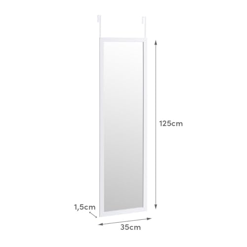 LOLAhome - Espejo Gris Largo Rectangular para Colgar en Puerta o Pared de Cuerpo Entero de 125x35 cm, Incluye 2 Ganchos fáciles de Quitar para Colgar en Puertas - imagen 3