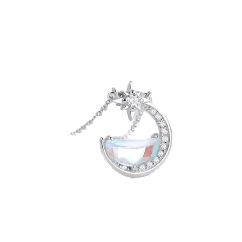 Collier lune en argent S925 femme chaîne clavicule style simple