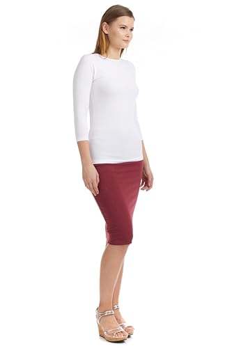 ESTEEZ Womens 3/4 Sleeve Cotton Snug Fit High Neck Base Layering T-Shirt3