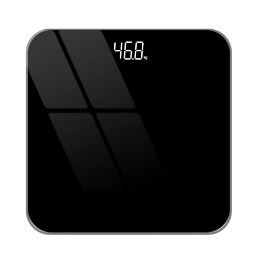 Bilancia Digitale da Bagno,Display LED,Vetro Temperato Nero,Max 180 kg,Funzioni Intelligenti,Ampio Display Dimensioni 26cm x 26cm x 2,3cm (black)