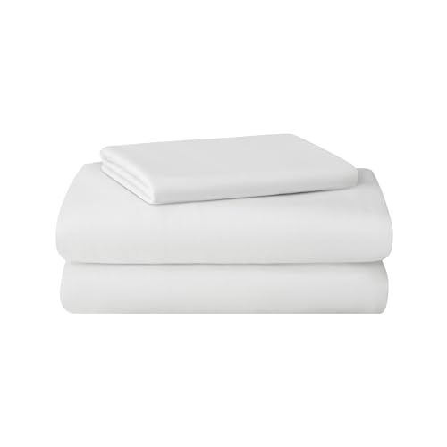 Featherhead 100% Cotton 4PCs Flannel Sheet Set | Double-Brushed for Extra Softness, Warm & Breathable, Extra Deep Pockets fits Up to 17” (White, Twin)