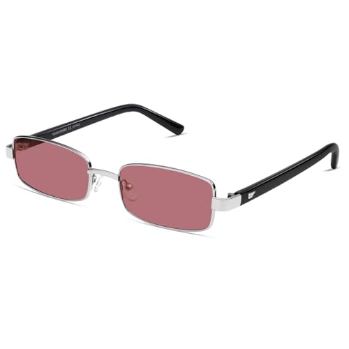 Image of VANLINKER Retro Rectangle Polarized Sunglasses for Women Men Small 90s Vintage Trendy Slim Narrow Rectangular Frame VL9684