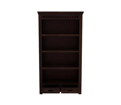 Image of Sheesham Wood Bookcase | Solid Wood Book Shelf for Home Library | Wooden Book Cabinet for Home & Office Living Room (Large, BBslf-Walnut7)
