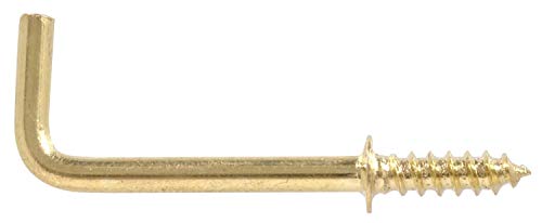 Brass Shoulder Hooks 1-1/2" Screw in (Pack of 20) L Shape Hooks
